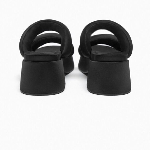 Zara Black Padded Strap Platform Chunky Sandals Shoes Size 10 - Picture 5 of 10